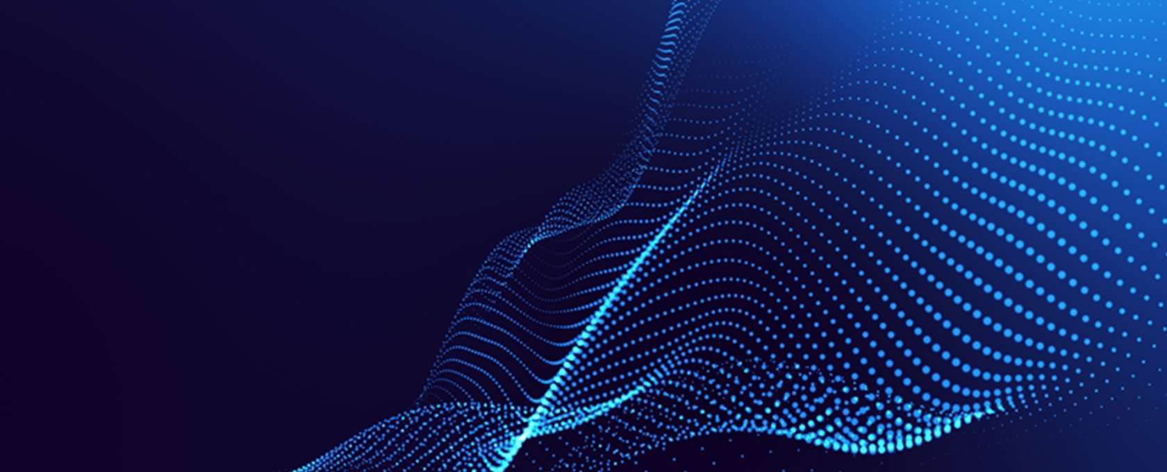 Abstract digital art featuring blue glowing dots and lines forming undulating wave patterns on a dark blue background, evoking the dynamic energy often found in a corporate law office.